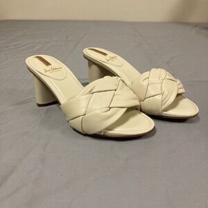 Sam Edelman Oaklie Knotted Strap Sandals Women's Ivory Leather Block Heel - 5.5M